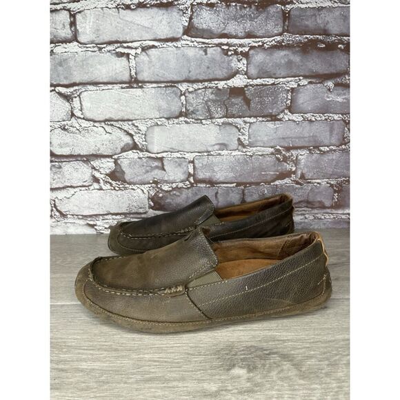 Olukai Akepa Moc Brown Leather Boat Slip On Moccasin Loafer Shoes Men 9M US/42EU - Picture 1 of 16